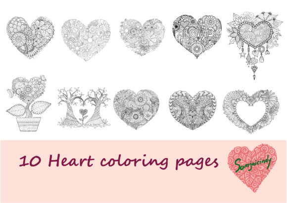 10 Hearts Coloring Pages: A Versatile Graphics Asset