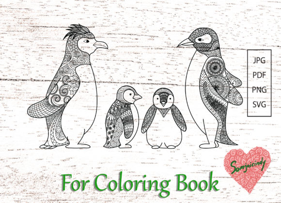 Abstract Penguin for Adult Coloring: A Unique Graphics Asset