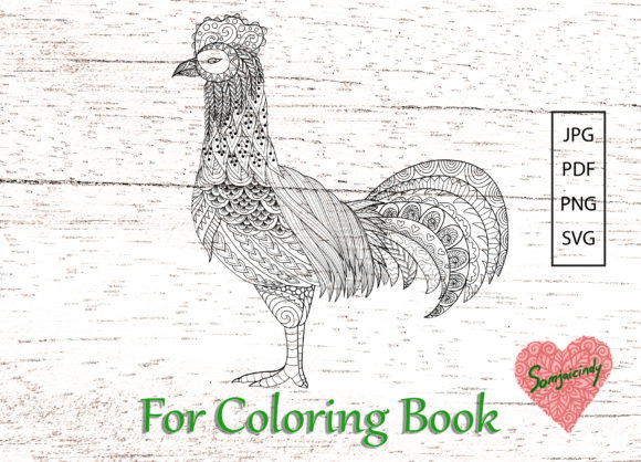 Abstract Rooster for Adult Coloring: A Versatile Graphics Asset