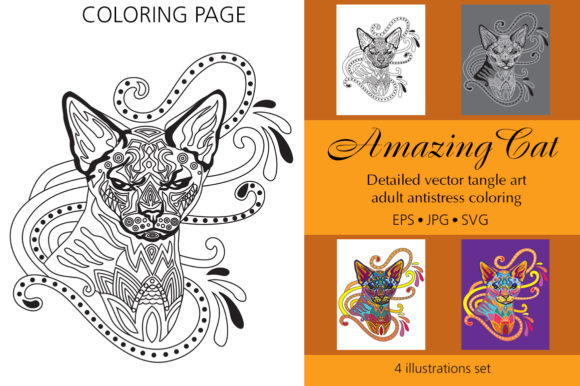 Amazing Cat Graphics: A Stylish Addition to Coloring Pages Amp