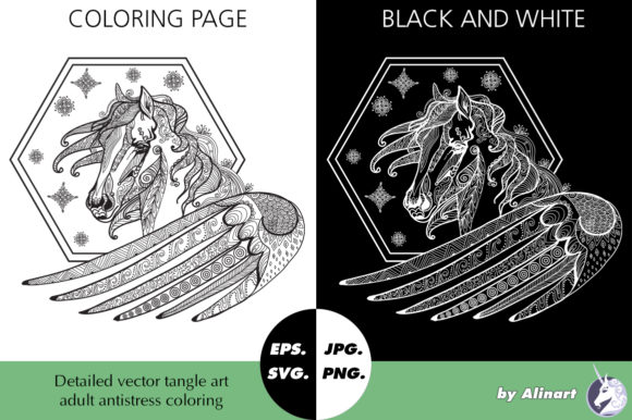 Amazing Pegasus Tangle Coloring: A Unique Graphics Asset