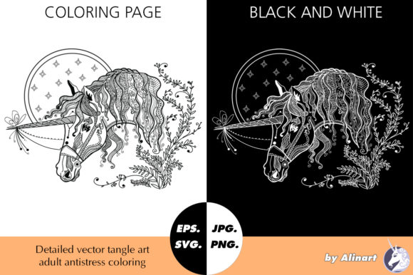 Amazing Unicorn Tangle Coloring: A Creative Graphics Asset
