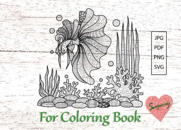 Betta Fish and Corals Coloring Page: A Graphics Asset Review