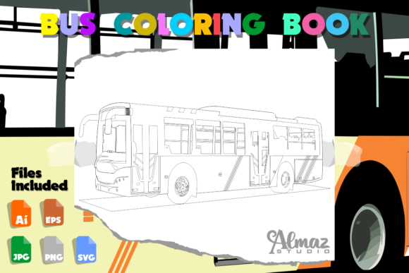 Bus Coloring Book: A Versatile Design for Embroidery Projects