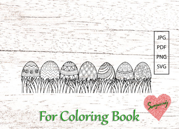 Easter Eggs on Grass: A Perfect Graphics for Coloring Pages Amp
