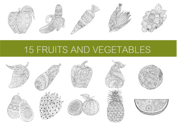Explore 15 Fruits Vegetables Coloring Pages for Graphics