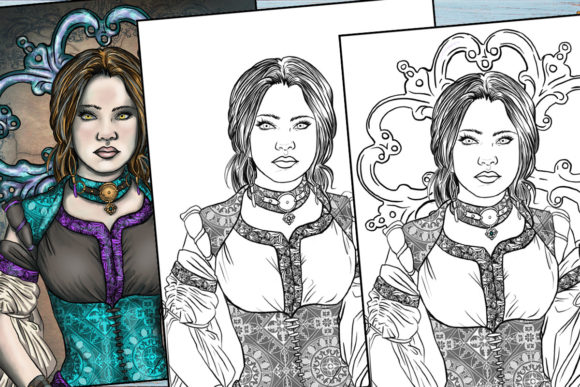 Fantasy Girl Coloring Page for Adult Graphics