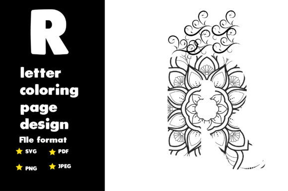R Letter Coloring Page Design for Graphics and Creative Sellers