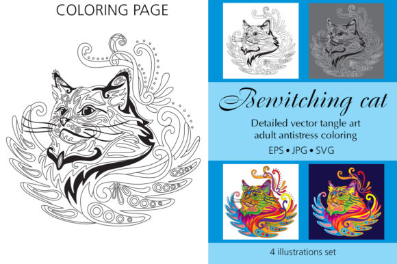 Review: Coloring Page Tangled Bewitching Cat for Local Branding