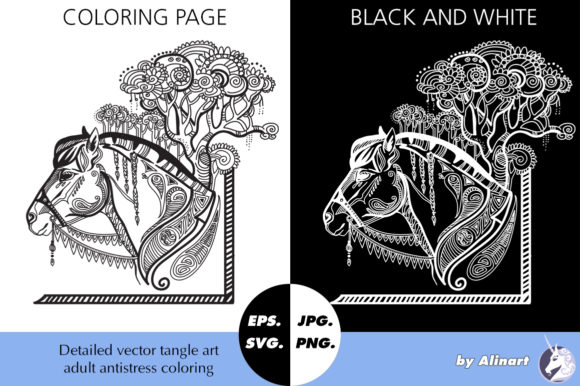 Review: Magic Horse Coloring Page for Embroidery