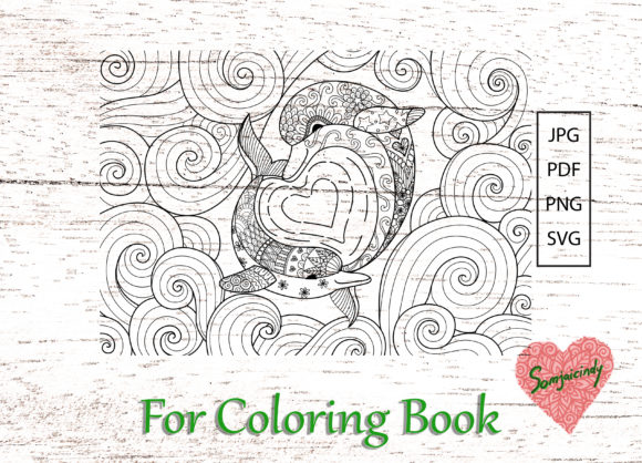Two Dolphins Coloring Book: A Heartfelt Embroidery Design