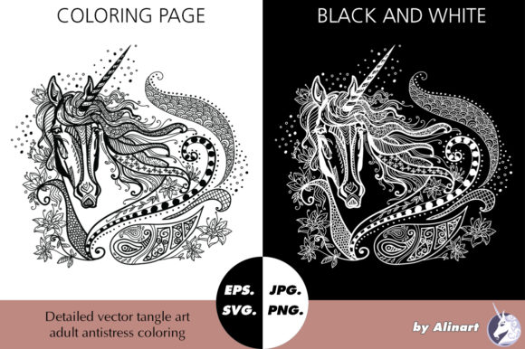 Unicorn Tangle Coloring: A Unique Graphics Asset