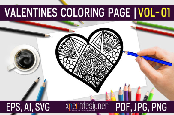 Valentines Coloring Page Vol - 01: A Graphics Gem for Creative Projects