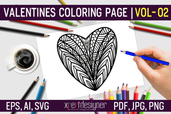 Valentines Heart Shape Coloring Page Vol - 02