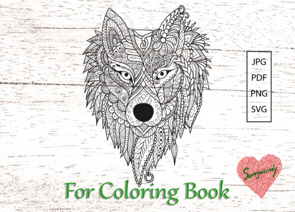 Wolf for Coloring Book: A Versatile Embroidery Design